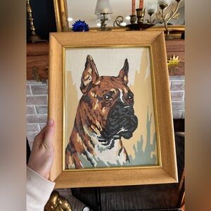 Vintage Framed Boxer Painting